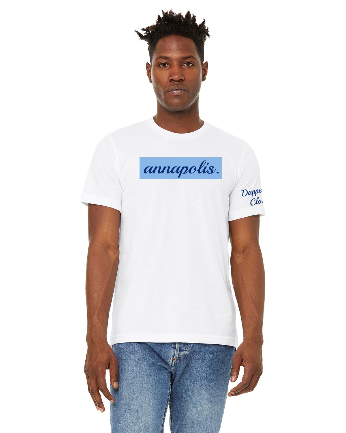 "annapolis." Cities Tee (Carolina Blue/ Navy)