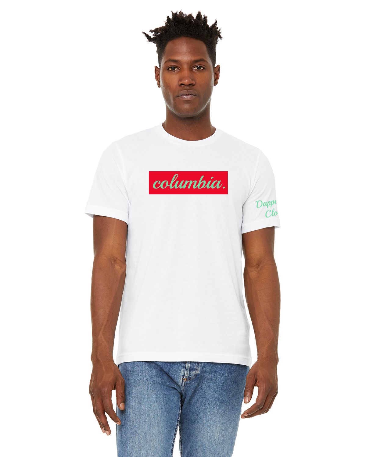 "columbia." Cities Tee (Red/ Mint Green)